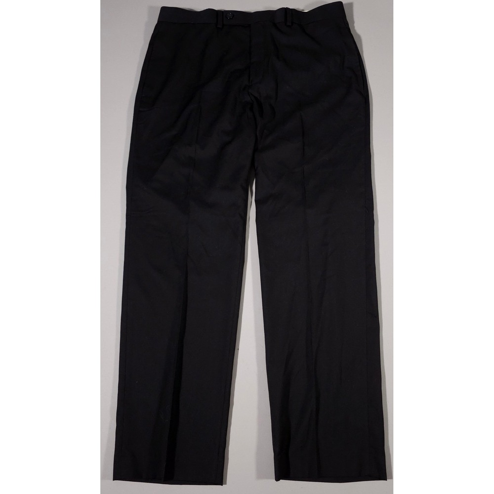 Lauren Ralph Lauren Dress Pants Mens 34x30 Black Flat Front Poly Rayon Trousers